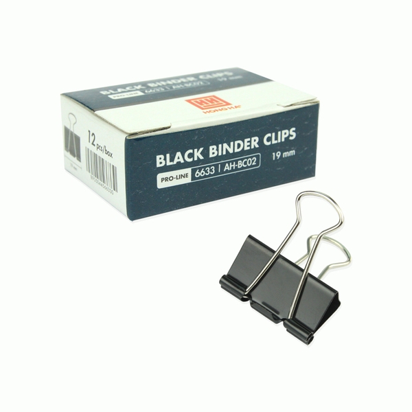 Kẹp bướm, kẹp giấy đen 19mm (hộp 12 chiếc) - 6633 - Ảnh 3