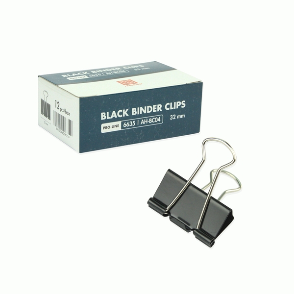 Kẹp bướm, kẹp giấy đen 32mm (hộp 12 chiếc) - 6635 - Ảnh 2