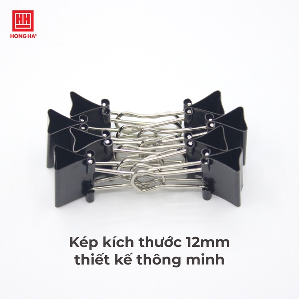 Kẹp bướm, kẹp giấy đen 15mm (hộp 12 chiếc) - 6632 - Ảnh 3