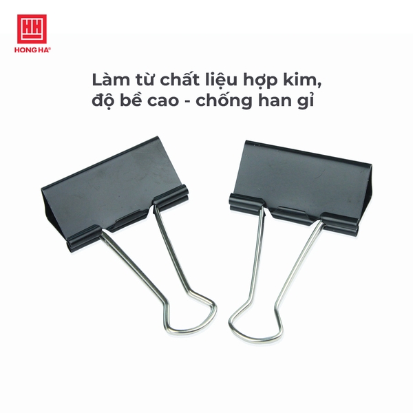 Kẹp bướm, kẹp giấy đen 25mm (hộp 12 chiếc) - 6634 - Ảnh 3