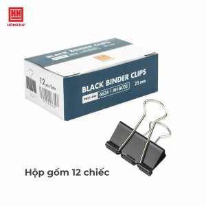 Kẹp bướm, kẹp giấy đen 25mm (hộp 12 chiếc) - 6634