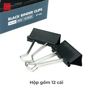 Kẹp bướm, kẹp giấy đen 41mm (hộp 12 chiếc) - 6636