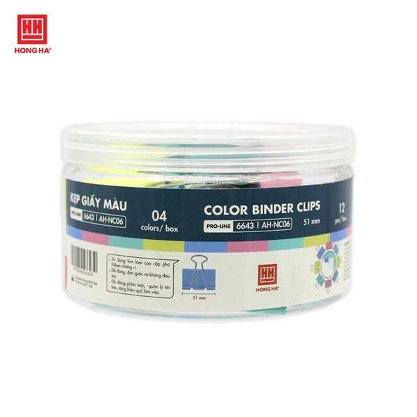 Kẹp bướm, kẹp giấy màu 51mm (hộp 12 chiếc) - 6643 - Ảnh 2