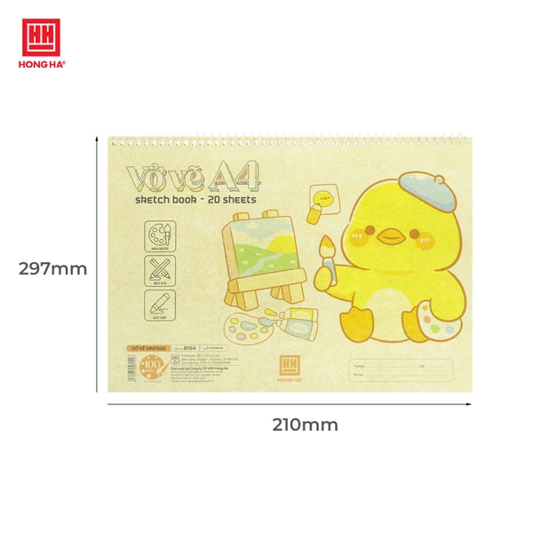 Vở vẽ lò xo A4 Vintage 100gsm - 8154 - Ảnh 2